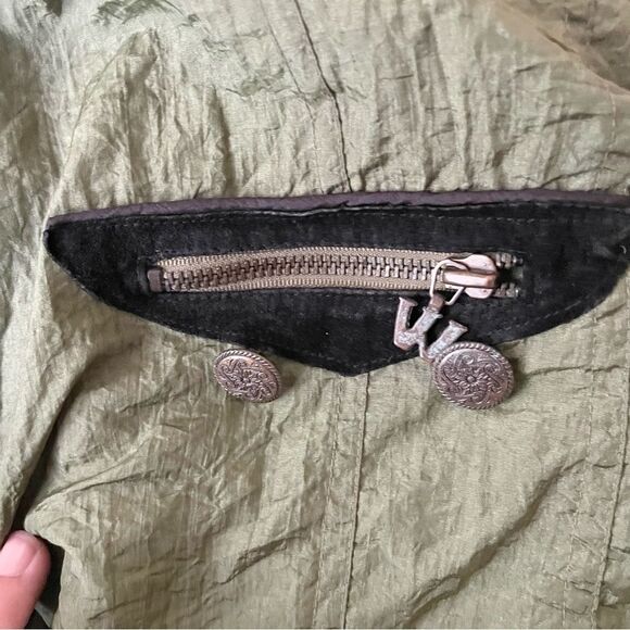 Winlit Vintage Statement Green Embroidered Puffer Jacket Duck Down Women's Large - Picture 7 of 16